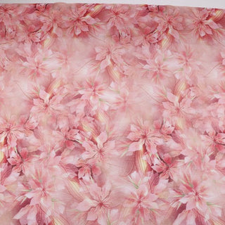 Italian Fashion Designer Floral Pink Non-Stretch Mulberry Silk Linen Blended Plain Woven DS00623 -14 Momme