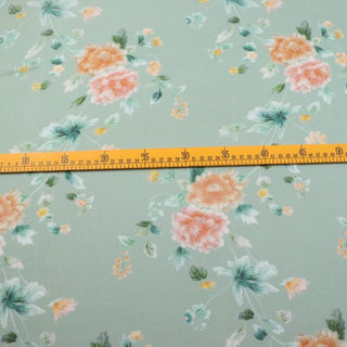 Japanese Fashion Designer Floral Green Non-Stretch Mulberry Silk Georgette DS00624 -9 Momme