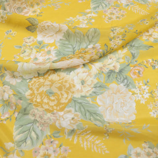 Japanese Fashion Designer Floral Yellow Non-Stretch Mulberry Silk Cotton Blended Plain Woven DS00625 -10 Momme
