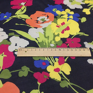 Japanese Fashion Designer Floral Blue Non-Stretch Mulberry Silk Cotton Blended Plain Woven DS00627 -10 Momme