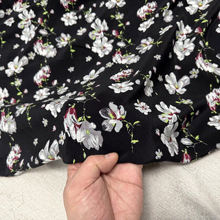 Italian Fashion Designer Floral Black Non-Stretch Mulberry Silk Crepe De Chine DS00631 -16 Momme