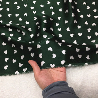 Italian Fashion Designer Hearts Green Non-Stretch Mulberry Silk Crepe De Chine DS00634 -16 Momme