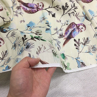 Japanese Fashion Designer Botanical Off-White Non-Stretch Mulberry Silk Linen Blended Plain Woven DS00640 -21 Momme