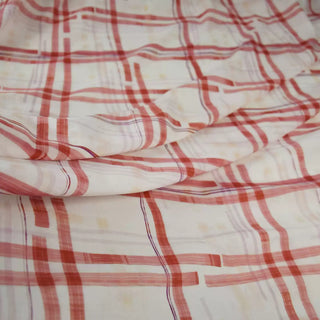 Japanese Fashion Designer Plaid Red Non-Stretch Mercerized Combed Cotton Plain Woven DS00642