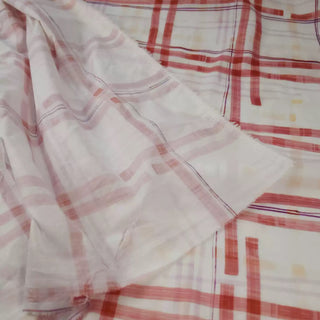Japanese Fashion Designer Plaid Red Non-Stretch Mercerized Combed Cotton Plain Woven DS00642