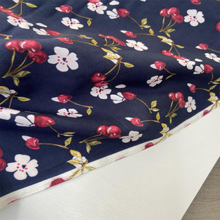 Japanese Fashion Designer Fruits and Vegetables Blue Non-Stretch Mulberry Silk Cotton Blended Plain Woven DS00643 -14 Momme