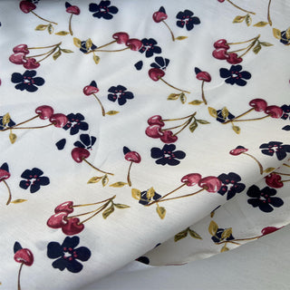 Japanese Fashion Designer Fruits and Vegetables White Non-Stretch Mulberry Silk Cotton Blended Plain Woven DS00644 -14 Momme