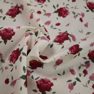 Japanese Fashion Designer Floral Off-White Non-Stretch Mercerized Combed Cotton Plain Woven DS00644
