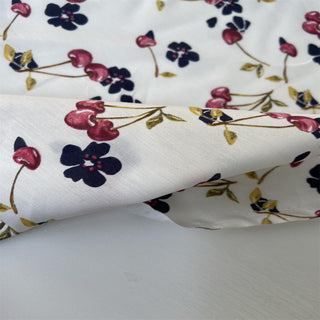 Japanese Fashion Designer Fruits and Vegetables White Non-Stretch Mulberry Silk Cotton Blended Plain Woven DS00644 -14 Momme