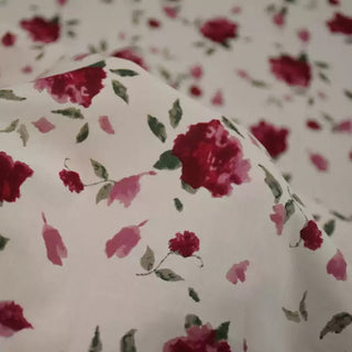Japanese Fashion Designer Floral Off-White Non-Stretch Mercerized Combed Cotton Plain Woven DS00644