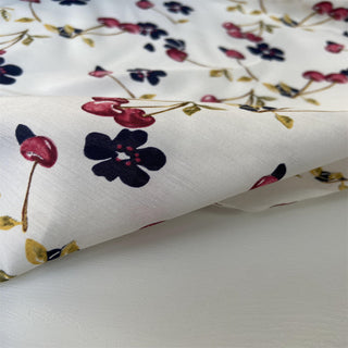 Japanese Fashion Designer Fruits and Vegetables White Non-Stretch Mulberry Silk Cotton Blended Plain Woven DS00644 -14 Momme