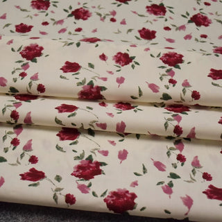 Japanese Fashion Designer Floral Off-White Non-Stretch Mercerized Combed Cotton Plain Woven DS00644