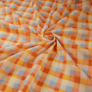 Japanese Fashion Designer Plaid Orange Non-Stretch Mercerized Combed Cotton Plain Woven DS00645