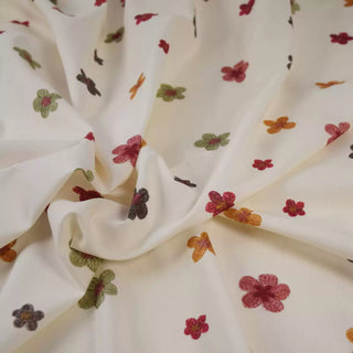 Japanese Fashion Designer Floral Off-White Non-Stretch Mercerized Combed Cotton Plain Woven DS00647