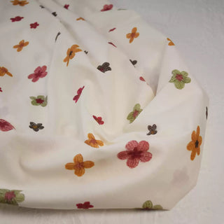 Japanese Fashion Designer Floral Off-White Non-Stretch Mercerized Combed Cotton Plain Woven DS00647