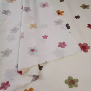 Japanese Fashion Designer Floral Off-White Non-Stretch Mercerized Combed Cotton Plain Woven DS00647