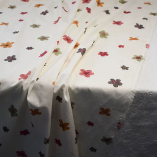 Japanese Fashion Designer Floral Off-White Non-Stretch Mercerized Combed Cotton Plain Woven DS00647