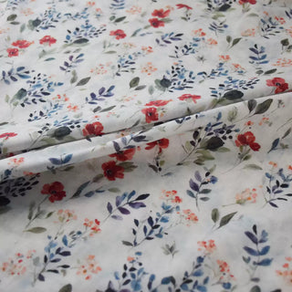 Japanese Fashion Designer Floral Multi Color Non-Stretch Mercerized Combed Cotton Plain Woven DS00648