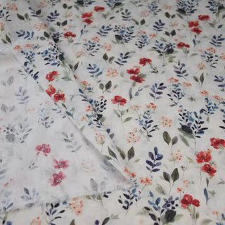 Japanese Fashion Designer Floral Multi Color Non-Stretch Mercerized Combed Cotton Plain Woven DS00648