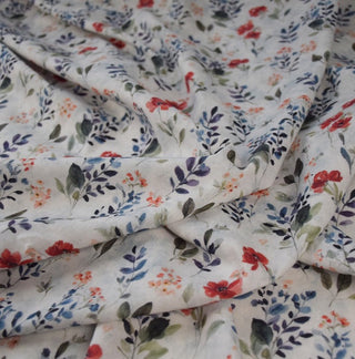 Japanese Fashion Designer Floral Multi Color Non-Stretch Mercerized Combed Cotton Plain Woven DS00648