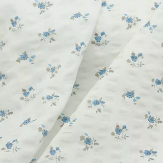 French Fashion Designer Floral Off-White Non-Stretch Salt Shrinking / Puckered Cotton Seersucker DS00650