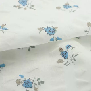 French Fashion Designer Floral Off-White Non-Stretch Salt Shrinking / Puckered Cotton Seersucker DS00650