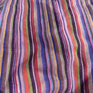 French Fashion Designer Stripes Multi Color Non-Stretch Sand Washed Linen Plain Woven DS00651