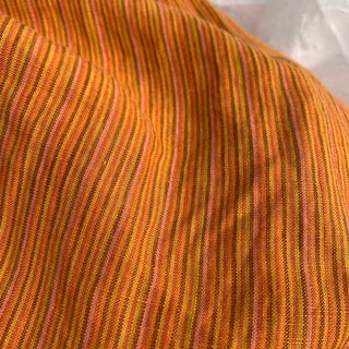 French Fashion Designer Stripes Multi Color Non-Stretch Sand Washed Linen Plain Woven DS00653