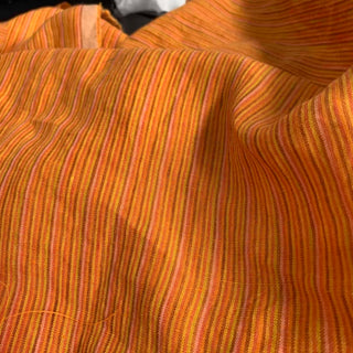 French Fashion Designer Stripes Multi Color Non-Stretch Sand Washed Linen Plain Woven DS00653