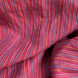 French Fashion Designer Stripes Multi Color Non-Stretch Sand Washed Linen Plain Woven DS00654
