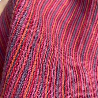 French Fashion Designer Stripes Multi Color Non-Stretch Sand Washed Linen Plain Woven DS00654