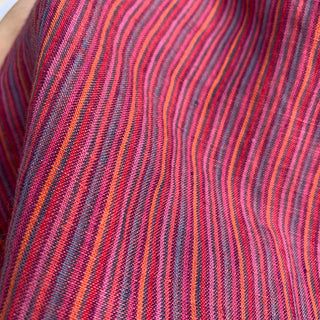 French Fashion Designer Stripes Multi Color Non-Stretch Sand Washed Linen Plain Woven DS00654