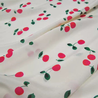 Japanese Fashion Designer Fruits and Vegetables Off-White Non-Stretch Mulberry Silk Crepe De Chine DS00655 -12 Momme