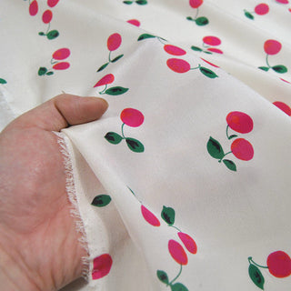 Japanese Fashion Designer Fruits and Vegetables Off-White Non-Stretch Mulberry Silk Crepe De Chine DS00655 -12 Momme