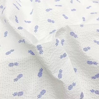 Korean Fashion Designer Fruits and Vegetables White Non-Stretch Salt Shrinking / Puckered Cotton Polyester Blended Seersucker DS00656