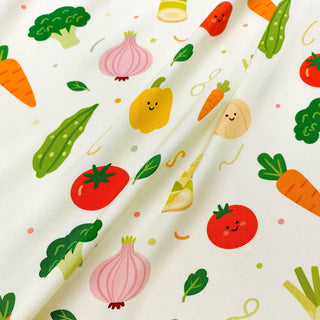 Korean Fashion Designer Fruits and Vegetables Off-White Non-Stretch Viscose Plain Woven DS00658