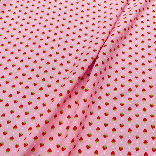 Korean Fashion Designer Fruits and Vegetables Pink Non-Stretch Viscose Plain Woven DS00659