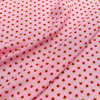 Korean Fashion Designer Fruits and Vegetables Pink Non-Stretch Viscose Plain Woven DS00659