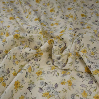 Japanese Fashion Designer Floral Yellow Non-Stretch Tencel™ / Lyocell Cotton Blended Plain Woven DS00668
