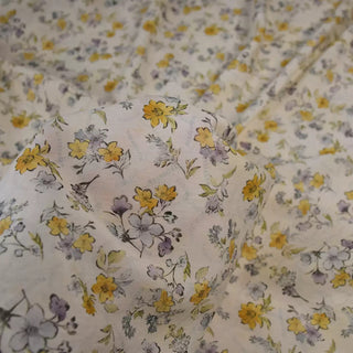 Japanese Fashion Designer Floral Yellow Non-Stretch Tencel™ / Lyocell Cotton Blended Plain Woven DS00668