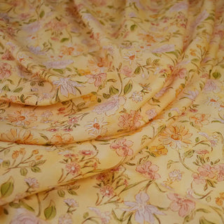 Japanese Fashion Designer Floral Yellow Non-Stretch Tencel™ / Lyocell Cotton Blended Plain Woven DS00669