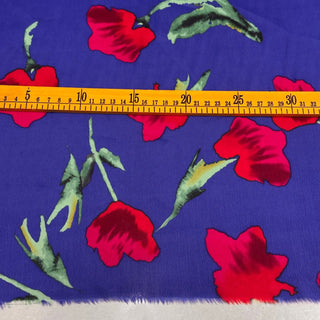 Italian Fashion Designer Floral Blue Non-Stretch Mulberry Silk Cotton Blended Plain Woven DS00675 -20 Momme
