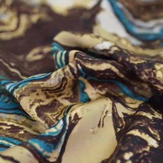 Italian Fashion Designer Abstract Multi Color Non-Stretch Mulberry Silk Cotton Blended Plain Woven DS00677
