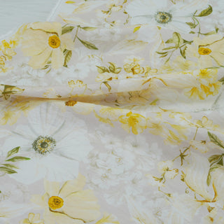 Japanese Fashion Designer Floral Yellow Non-Stretch Tencel™ / Lyocell Cotton Blended Plain Woven DS00679
