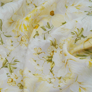 Japanese Fashion Designer Floral Yellow Non-Stretch Tencel™ / Lyocell Cotton Blended Plain Woven DS00679