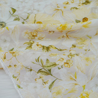 Japanese Fashion Designer Floral Yellow Non-Stretch Tencel™ / Lyocell Cotton Blended Plain Woven DS00679