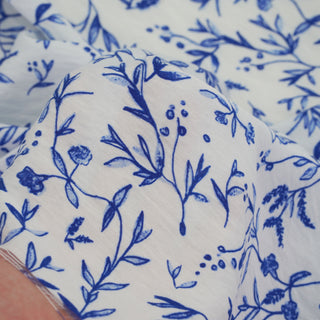 Japanese Fashion Designer Botanical Blue Non-Stretch Tencel™ / Lyocell Cotton Blended Plain Woven DS00682
