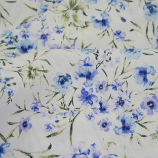Japanese Fashion Designer Floral Blue Non-Stretch Tencel™ / Lyocell Cotton Blended Plain Woven DS00683