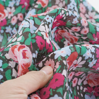 Japanese Fashion Designer Floral Multi Color Non-Stretch Tencel™ / Lyocell Cotton Blended Plain Woven DS00684