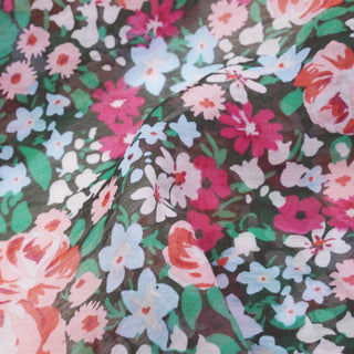 Japanese Fashion Designer Floral Multi Color Non-Stretch Tencel™ / Lyocell Cotton Blended Plain Woven DS00684